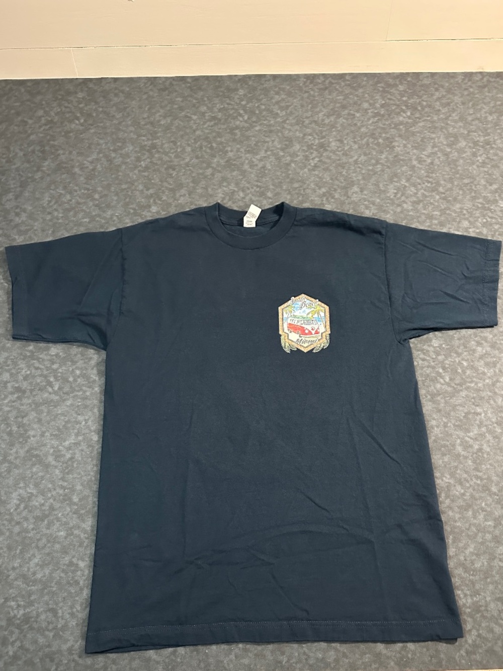 South Beach Miami Navy Blue Surf Graphic Print T Shirt Size Large